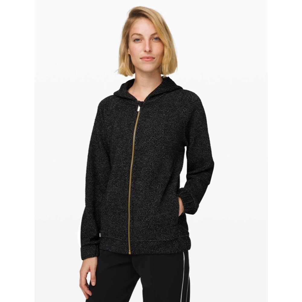 Lululemon Pave New Ways Full Zip Hoodie Black White Textured Cozy Small